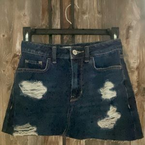 Distressed high rise denim mini skirt size 0 from Hollister
